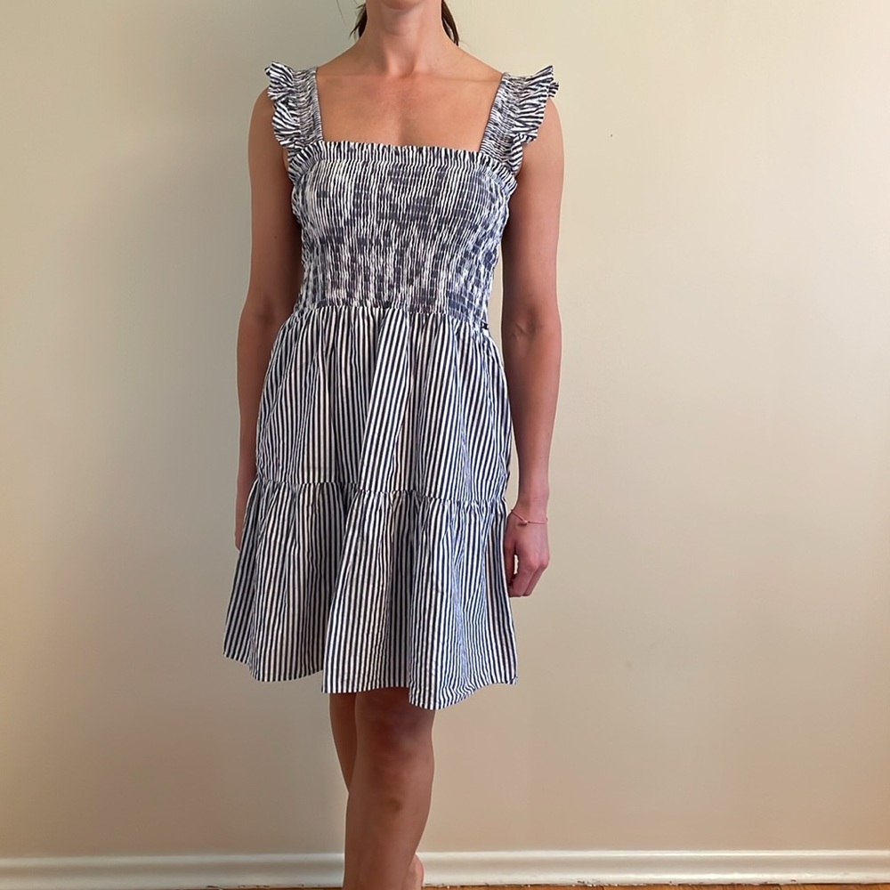 NWOT Navy Striped Tiered Dress